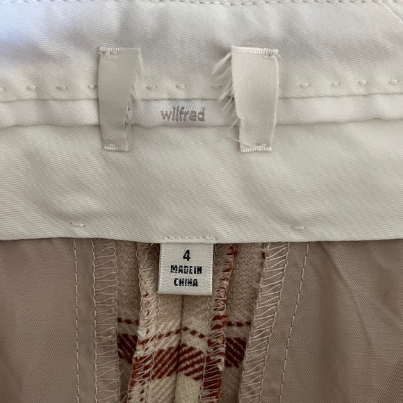 Wilfred Effortless Plaid Pants MARISOL LT BRC Color Cream and Brown Size 4 - Picture 7 of 15